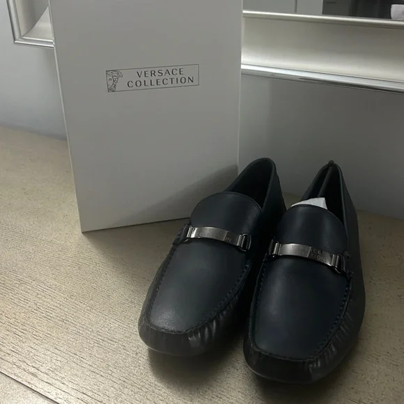 Versace Collection | Shoes | Versace Dark Blue Loafers Us  display picture 3